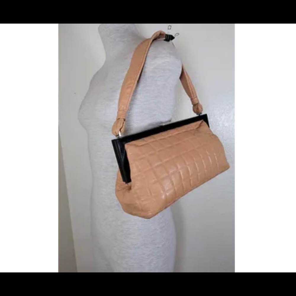CHANEL Brown Quilt Lambskin Leather Shoulder Bag